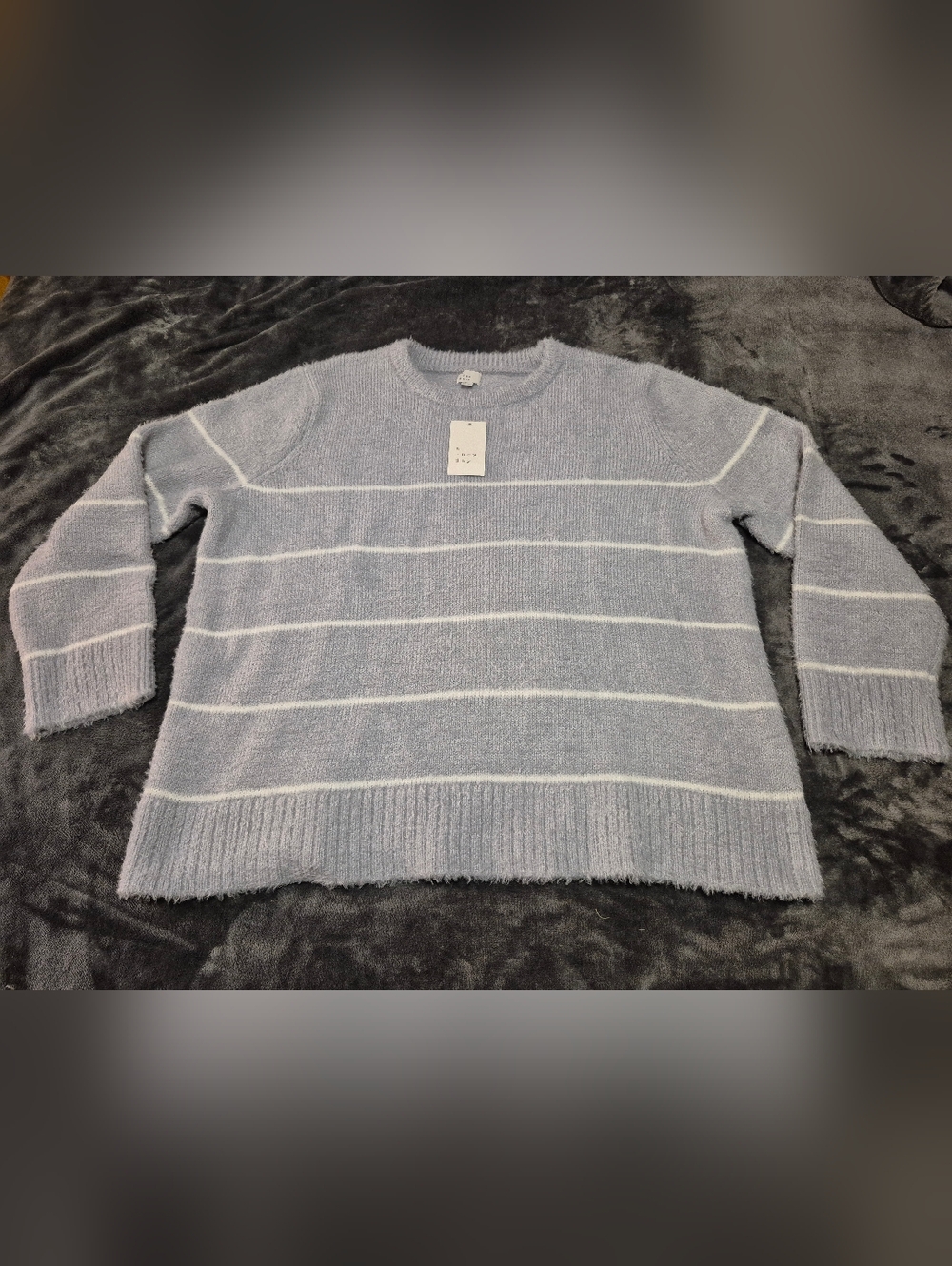 a new day Light Blue & White Striped Crewneck Sweater